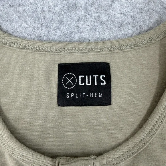 CUTS Clothing Men's Henley Shirt X-Large Green Split-Hem Performance Casual - Picture 4 of 10